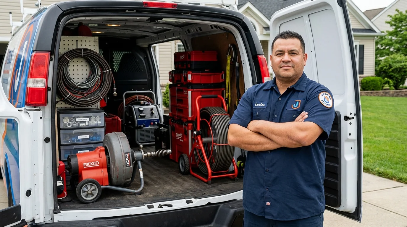 Professional drain cleaning equipment and Johns Plumbing LLC plumber in Roan Mountain