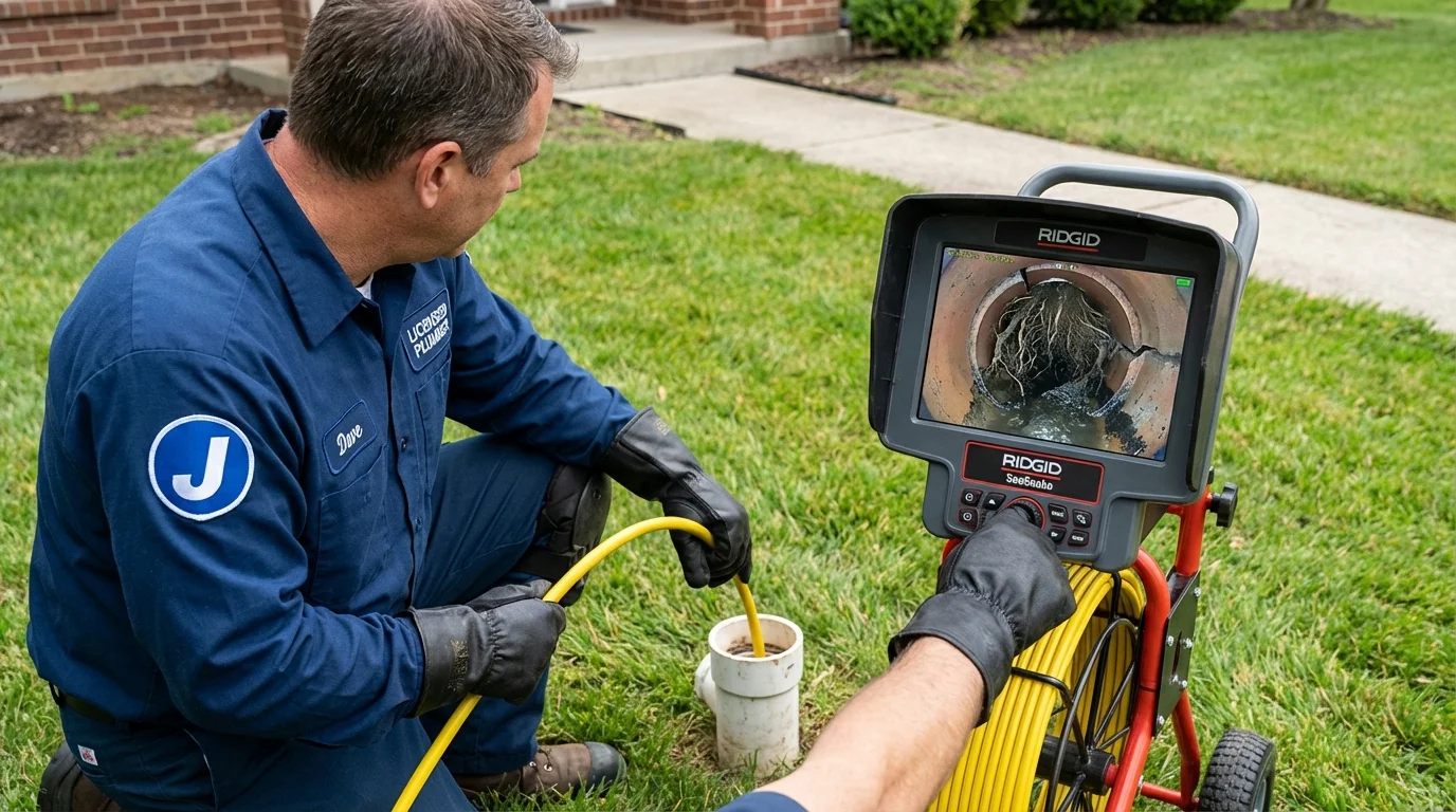 Sewer camera inspection being performed by Johns Plumbing LLC in Roan Mountain